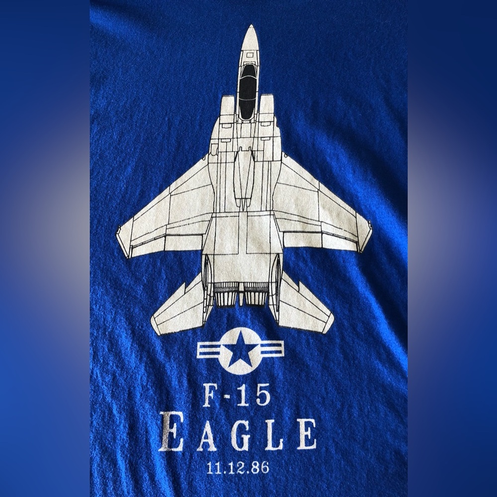 Blue F-15 Fighter Jet Graphic Cotton Tee Sz. 2XL